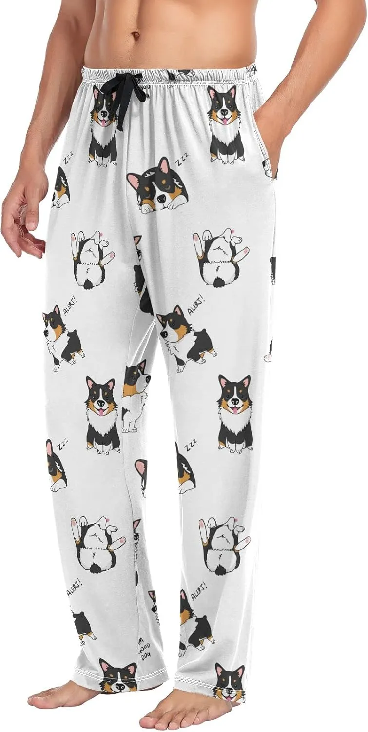Pembroke Welsh Corgi Tricolor Dog Men's Pajama Pants Sleepwear Lounge Pajama Bottoms