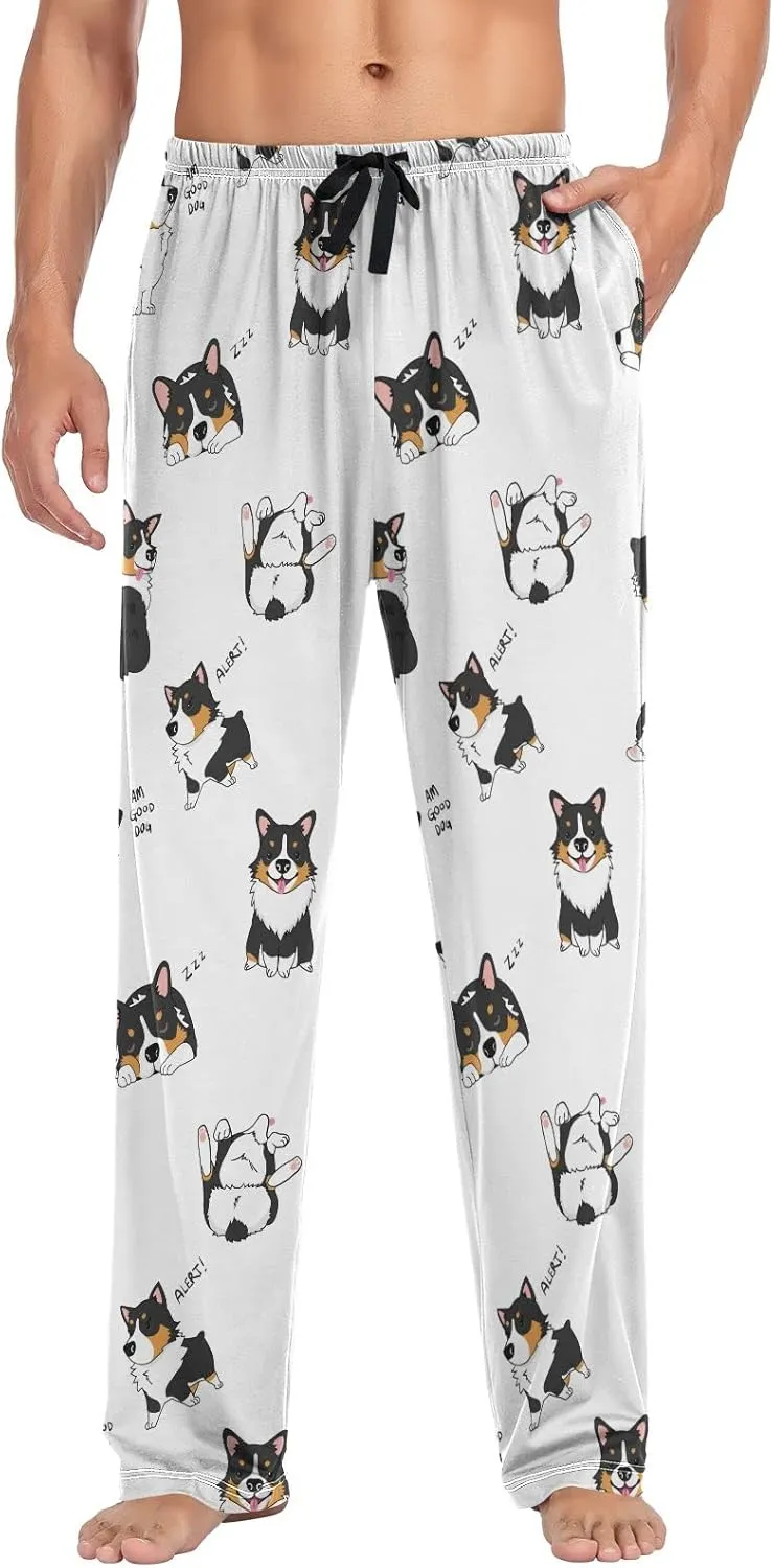 Pembroke Welsh Corgi Tricolor Dog Men's Pajama Pants Sleepwear Lounge Pajama Bottoms