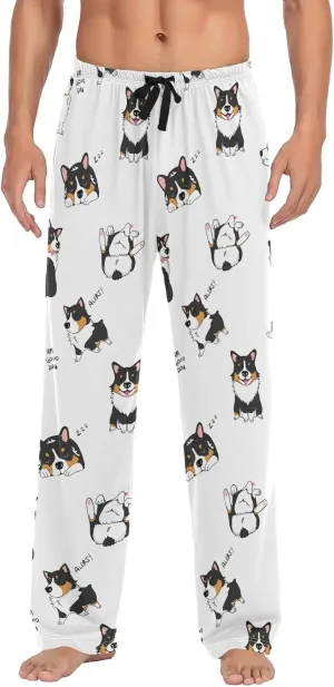 Pembroke Welsh Corgi Tricolor Dog Men's Pajama Pants Sleepwear Lounge Pajama Bottoms