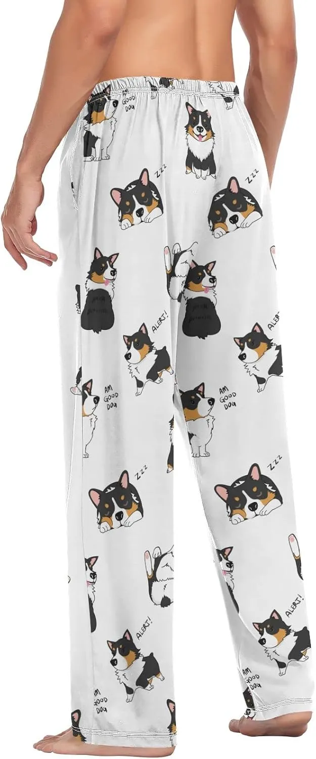 Pembroke Welsh Corgi Tricolor Dog Men's Pajama Pants Sleepwear Lounge Pajama Bottoms