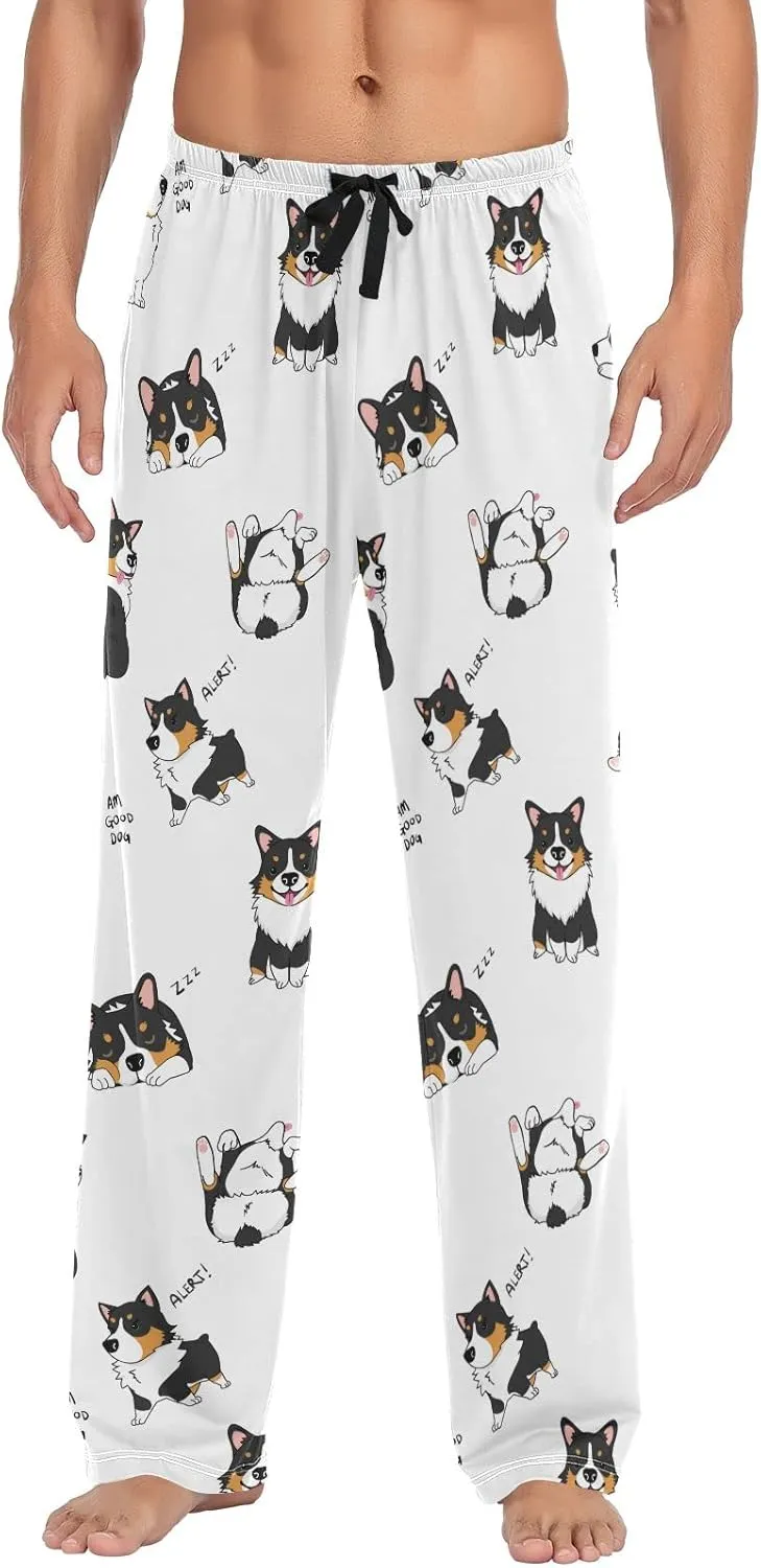 Pembroke Welsh Corgi Tricolor Dog Men's Pajama Pants Sleepwear Lounge Pajama Bottoms