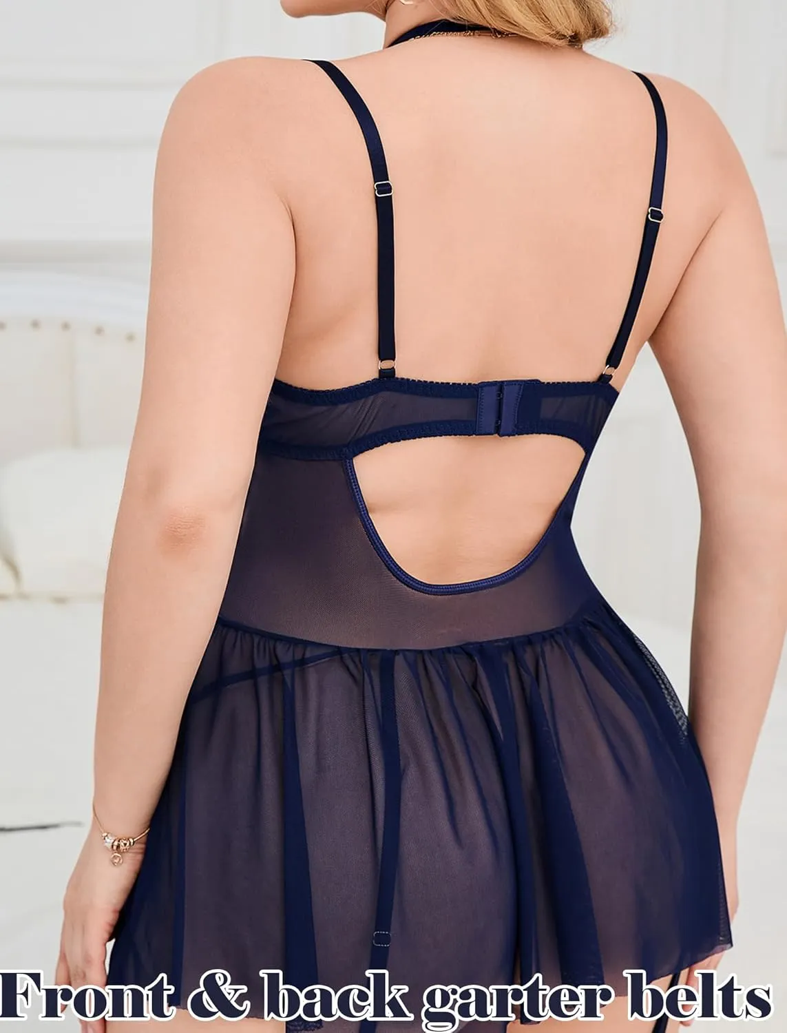 Plus Size Lingerie For Curvy Women Ruffle Lingerie Set Sexy Lace Lingerie Set Garter Belt With Stockings