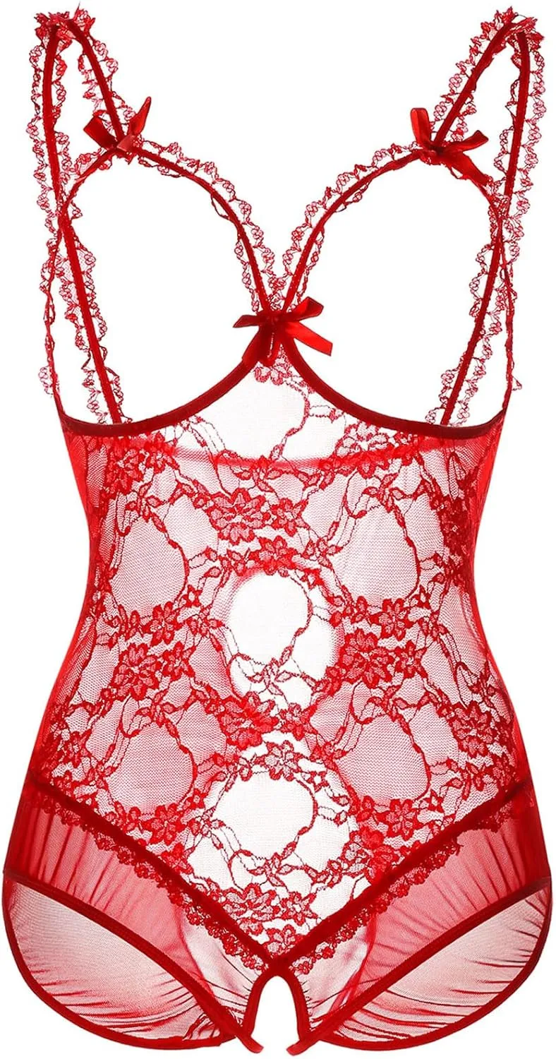 Plus Size Lingerie for Women Sexy Lingerie Bodysuit One-Piece Teddy Black