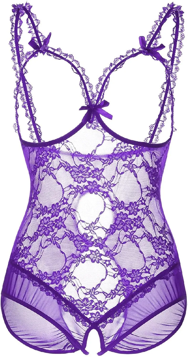 Plus Size Lingerie for Women Sexy Lingerie Bodysuit One-Piece Teddy Black