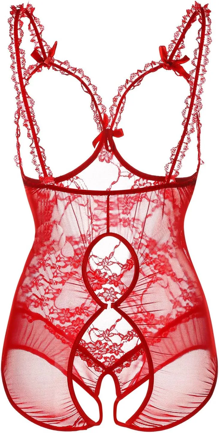 Plus Size Lingerie for Women Sexy Lingerie Bodysuit One-Piece Teddy Black