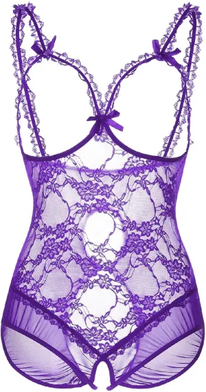 Plus Size Lingerie for Women Sexy Lingerie Bodysuit One-Piece Teddy Black
