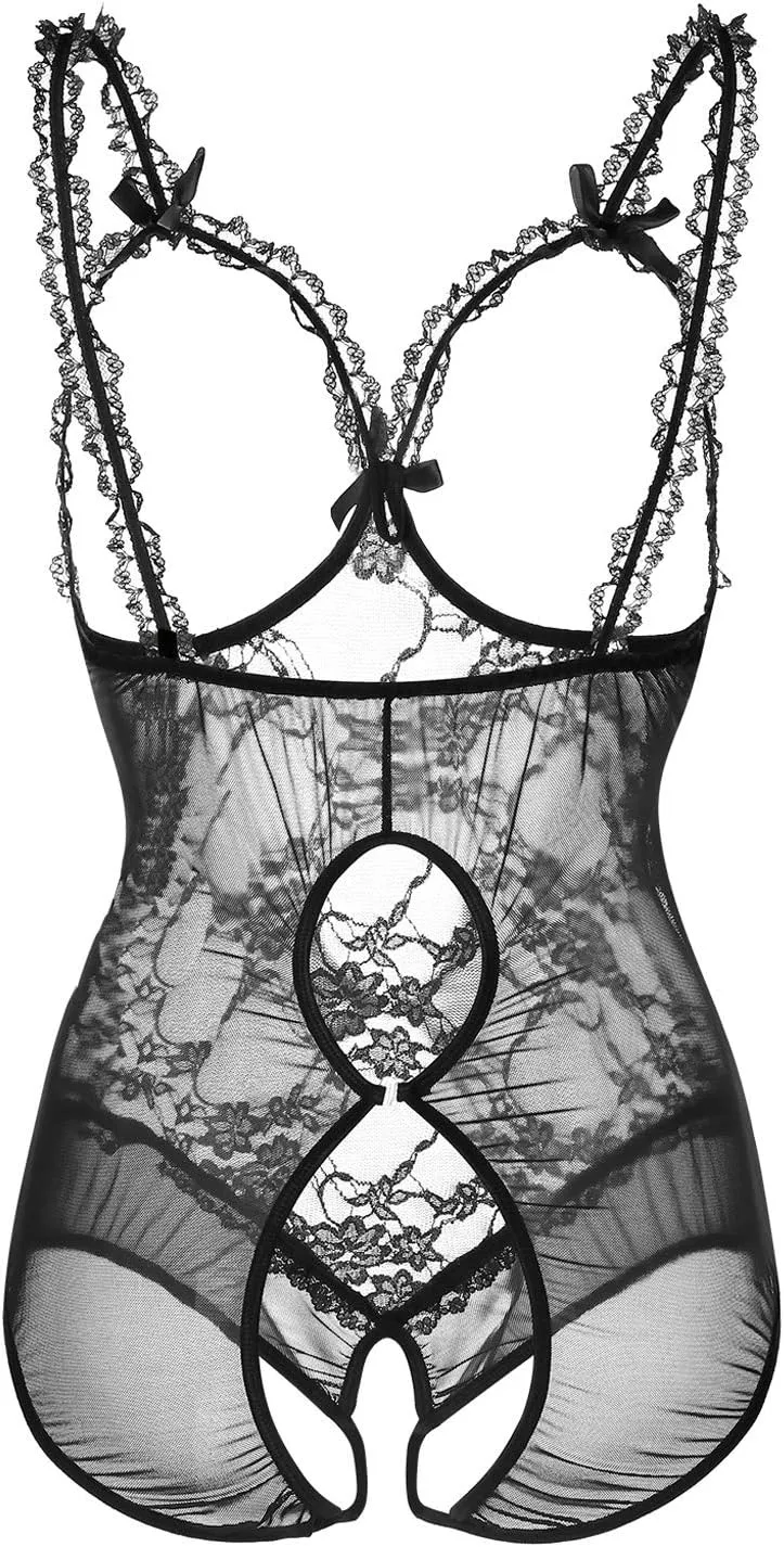 Plus Size Lingerie for Women Sexy Lingerie Bodysuit One-Piece Teddy Black