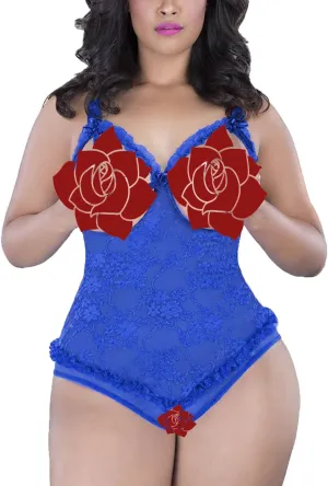 Plus Size Lingerie for Women Sexy One-Piece Teddy Valentine's Day Lingerie Bodysuit