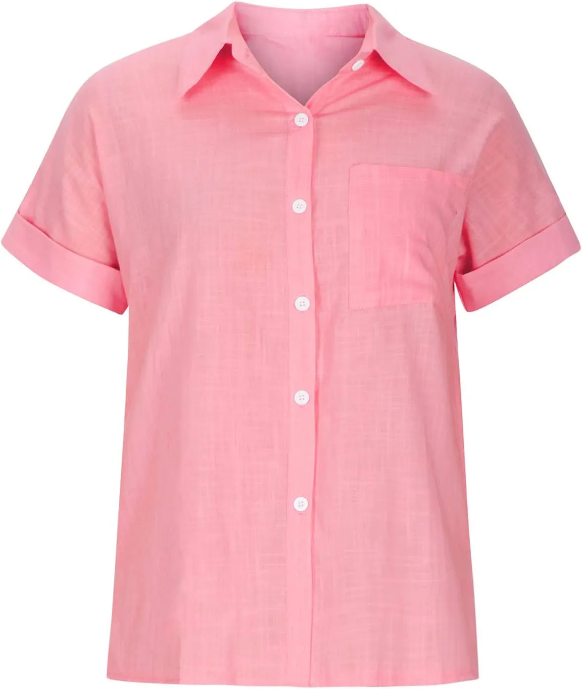 Plus Size Tops for Women Summer Cotton Linen Shirts Button Down Solid Color Tee Shirts Casual Vacation Clothes