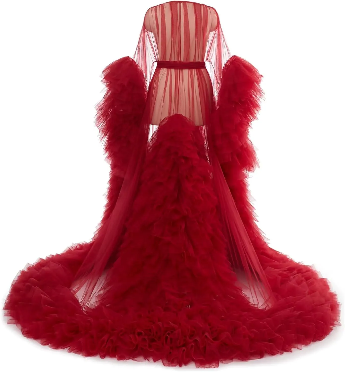 Puffy Tulle Robe Maternity Dress for Photoshoot Sheer Long Lingerie Baby Shower Pregancy Photography Dressing Women