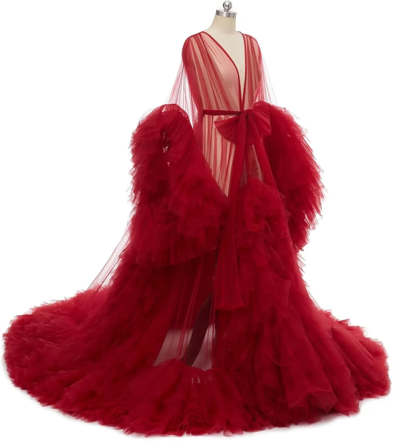 Puffy Tulle Robe Maternity Dress for Photoshoot Sheer Long Lingerie Baby Shower Pregancy Photography Dressing Women
