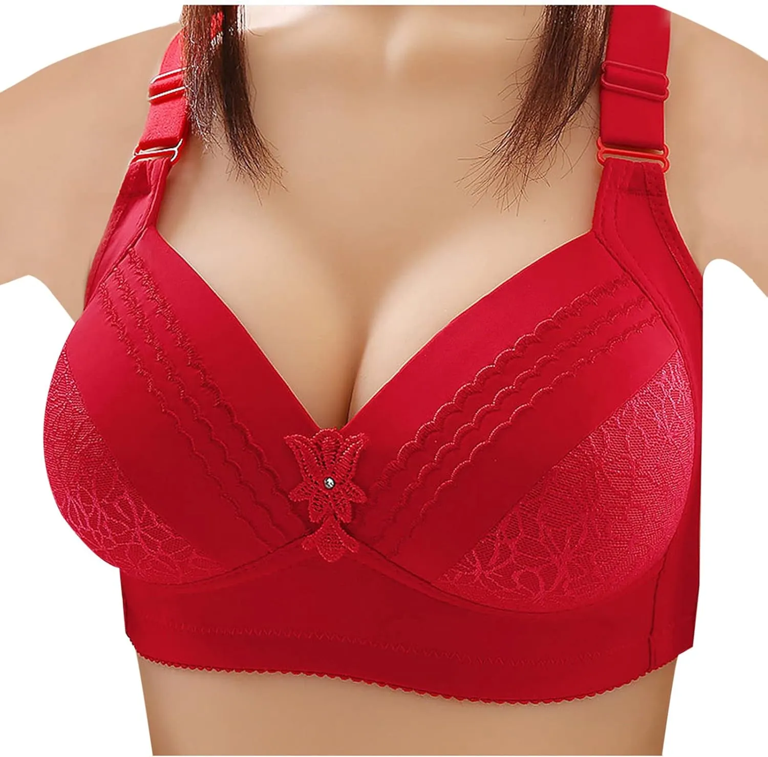 Push Up Bra for Women Plus Size Comfort Breathable Brassiere Wide Back Super Padded T-Shirt Bras Add Two Cups