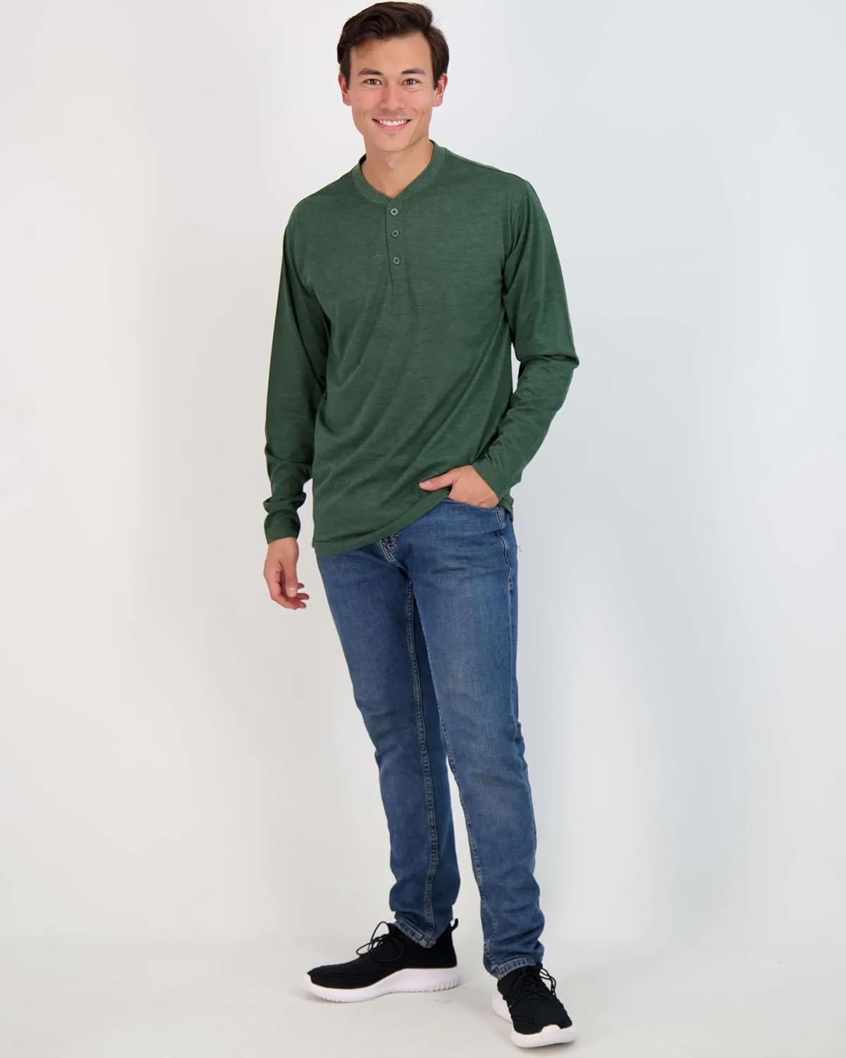 Real Essentials 3 Pack: Men's Cotton Short & Long Sleeve Henley T-Shirt Performance Activewear (Available in Big & Tall)