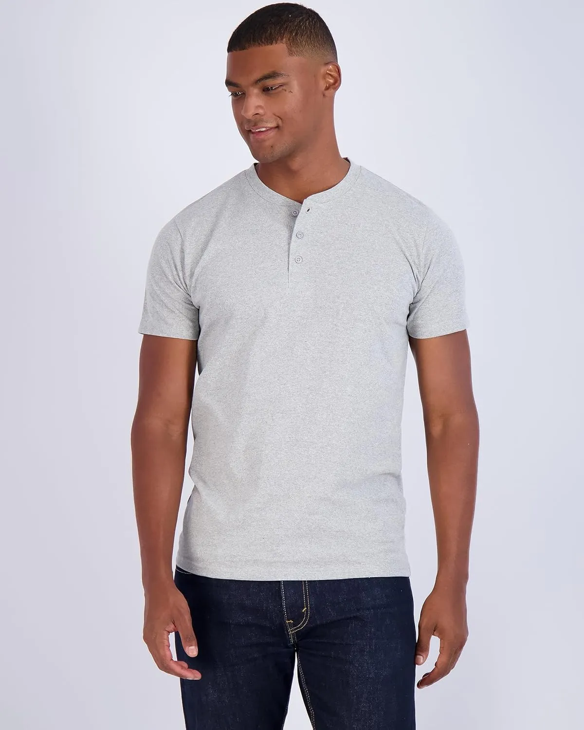 Real Essentials 3 Pack: Men's Cotton Short & Long Sleeve Henley T-Shirt Performance Activewear (Available in Big & Tall)