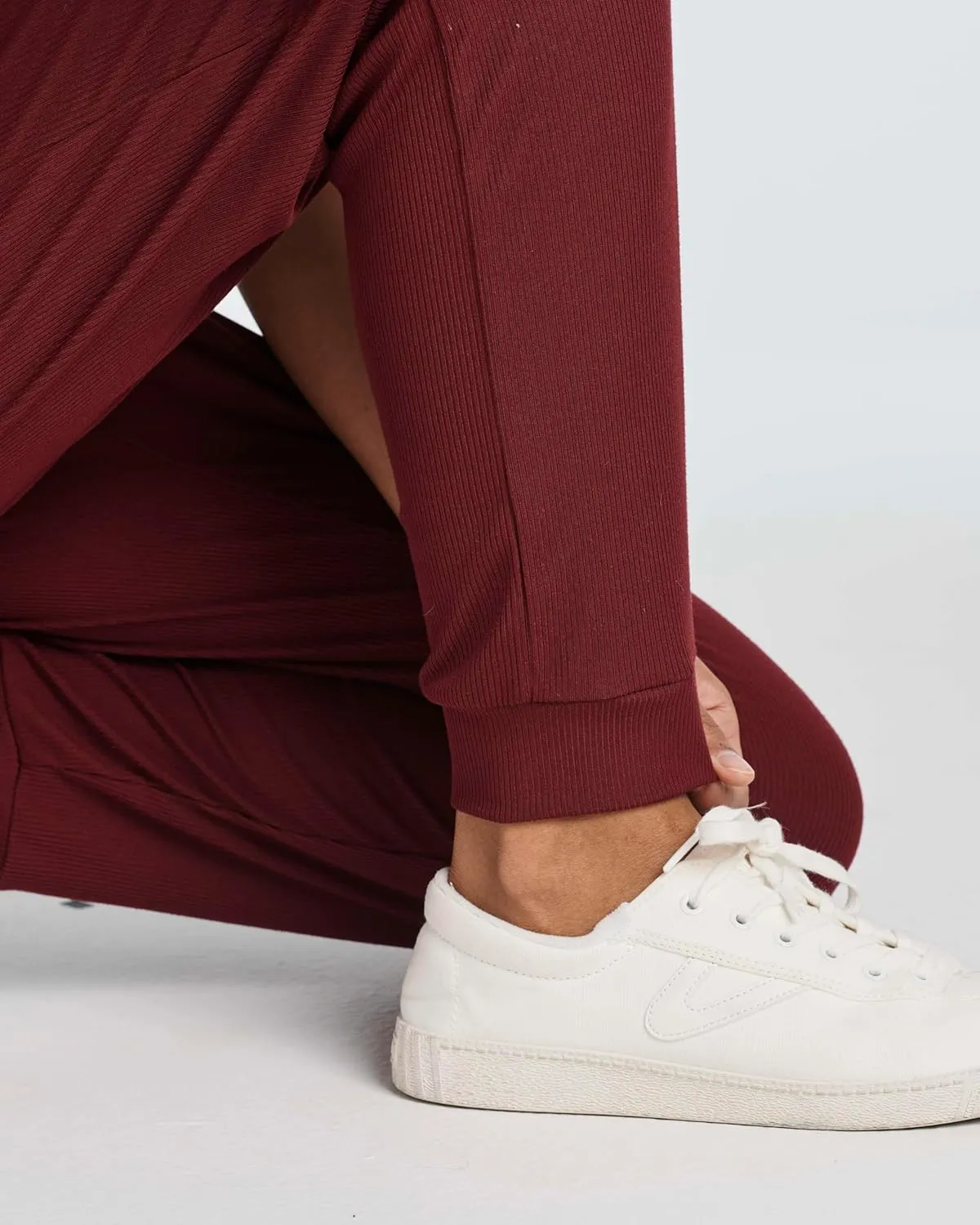 Real Essentials 3 Pack: Women's Ribbed Lounge Jogger Cuffed Yoga SweatpantsPockets (Available in Plus)
