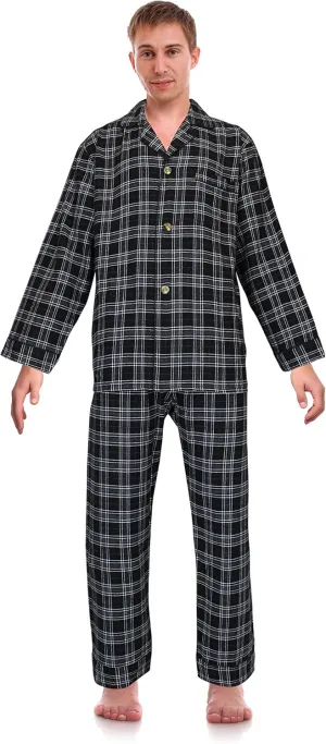 RK Classical Sleepwear Mens 100% Cotton Flannel Pajama Set,