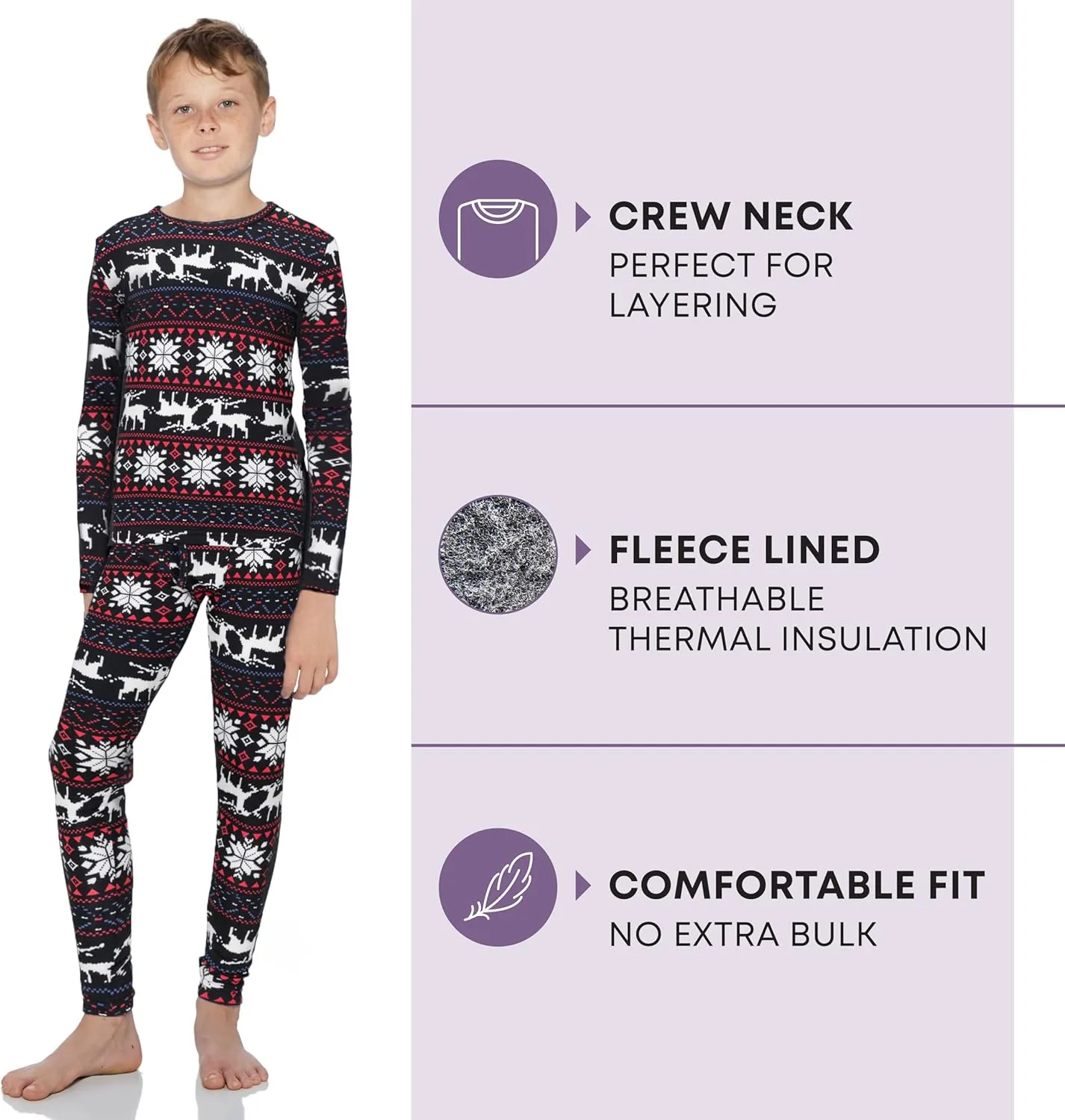 Rocky Thermal Underwear for Kids, Boys Thermals Top & Bottom Set, Long Johns Underwear, Base Layer for Cold Weather/Skiing
