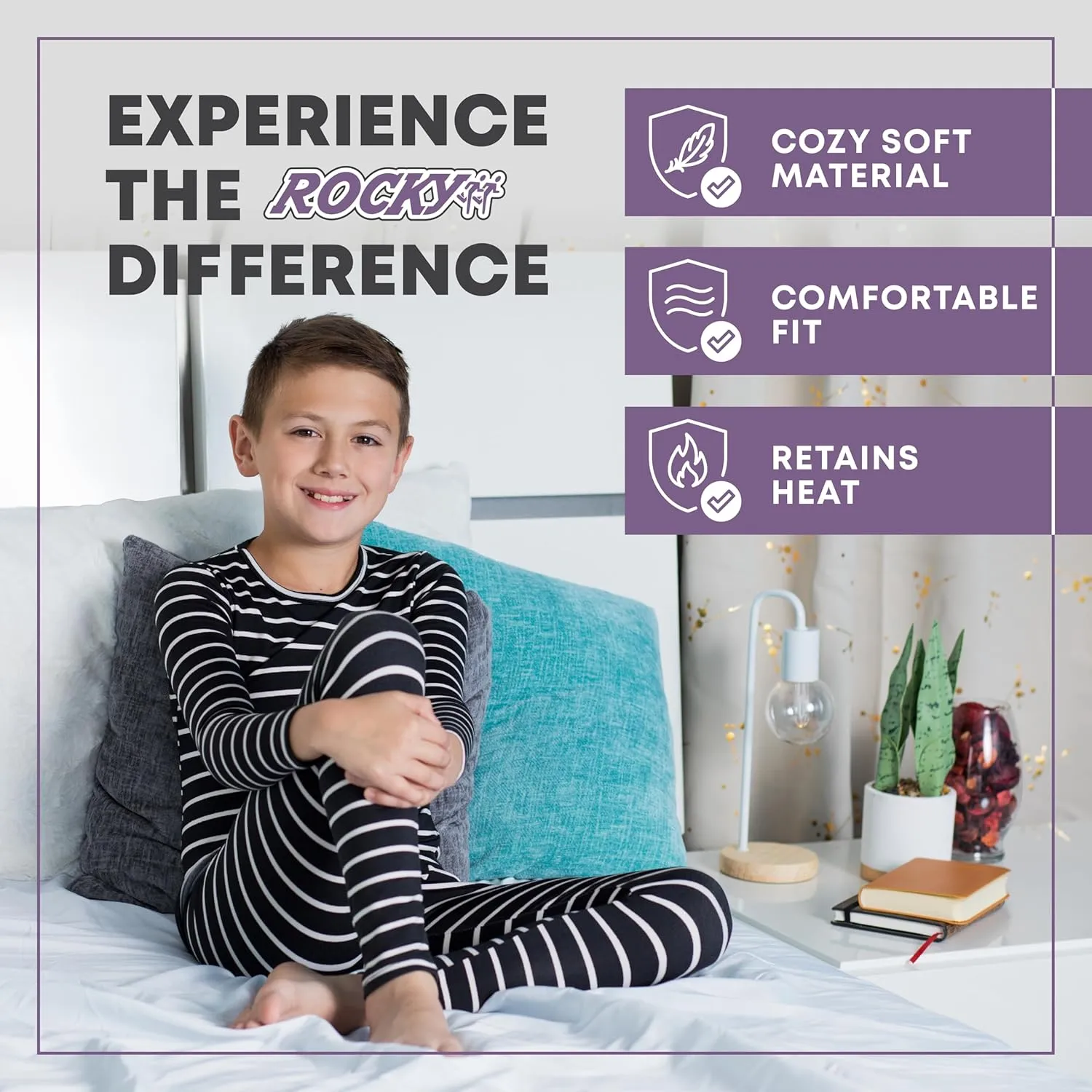 Rocky Thermal Underwear for Kids, Boys Thermals Top & Bottom Set, Long Johns Underwear, Base Layer for Cold Weather/Skiing