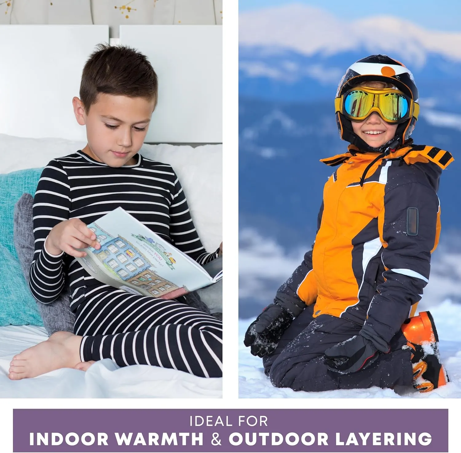 Rocky Thermal Underwear for Kids, Boys Thermals Top & Bottom Set, Long Johns Underwear, Base Layer for Cold Weather/Skiing