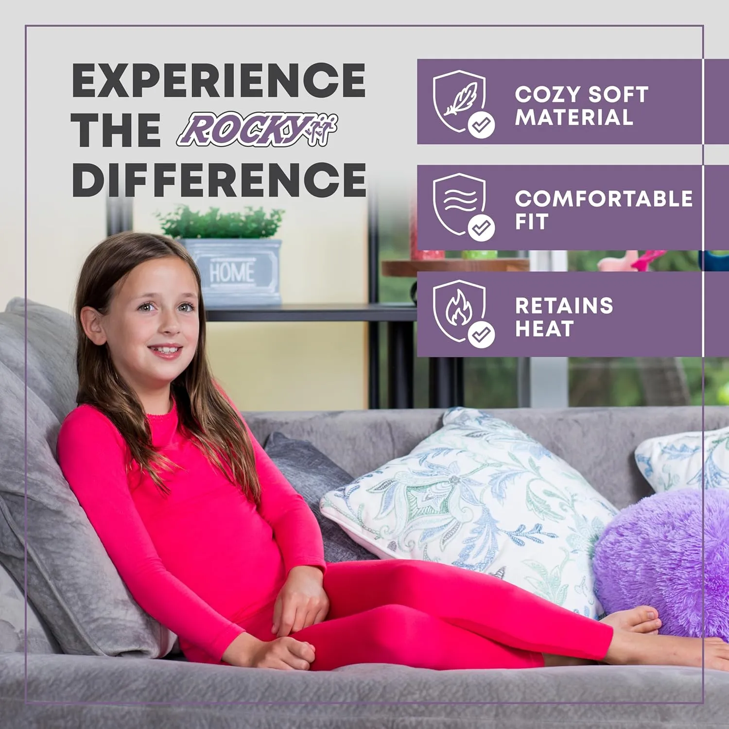 Rocky Thermal Underwear for Kids, Girls Thermals Top and Bottom Set, Long Johns Underwear, Base Layer for Cold weather/skiing