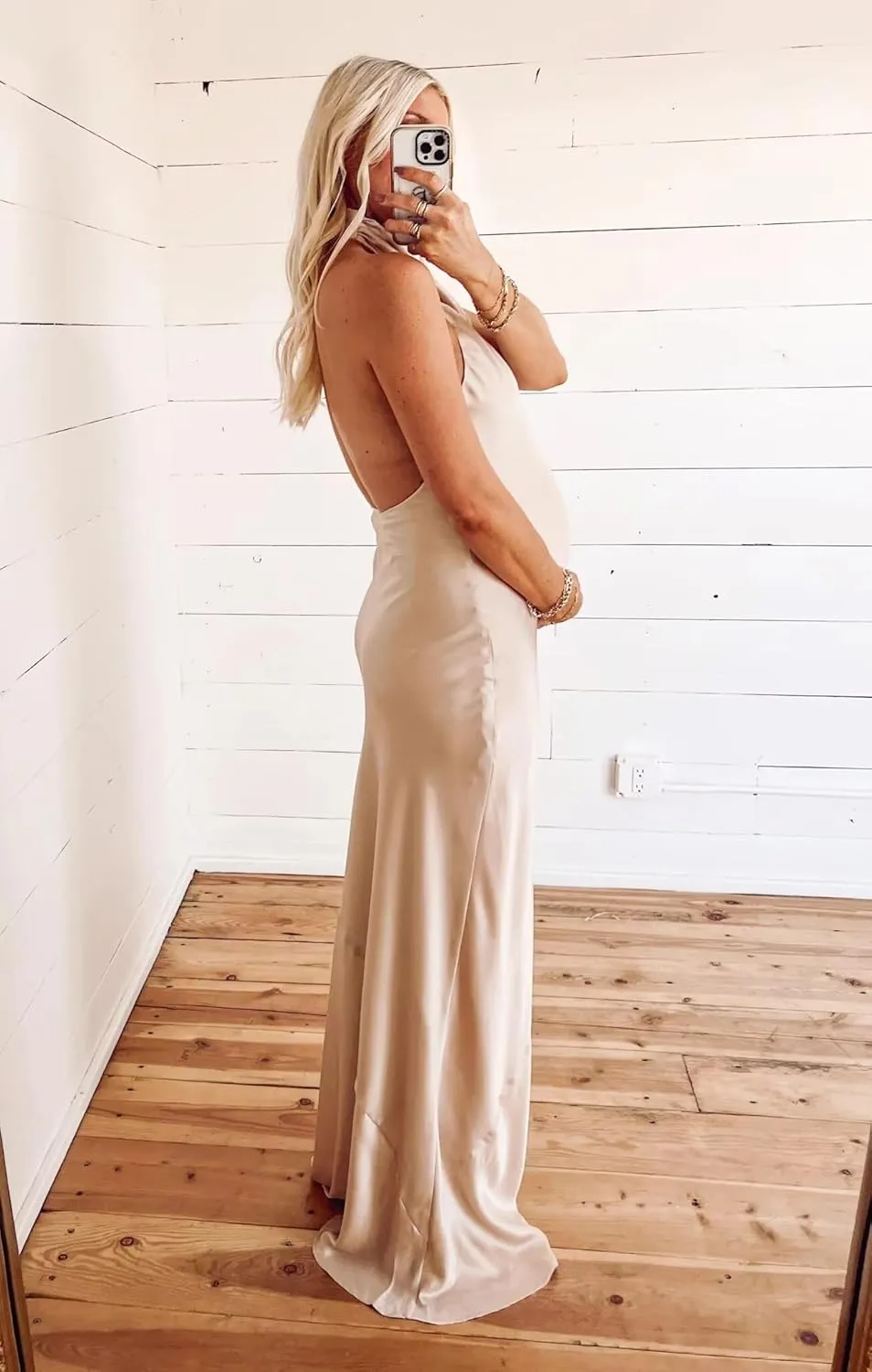 Satin Halter Maternity Dresses for Photoshoot Baby Shower Dress Formal Maternity Gowns for Photography