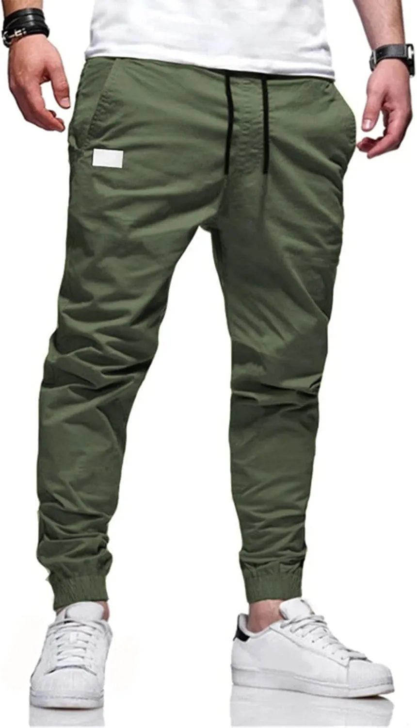 sdbrld Cargo Pants For Men Mens Casual Outdoor Hiking Joggers Pants Solid Mid Waist Drawstring Cargo Pants with Pockets