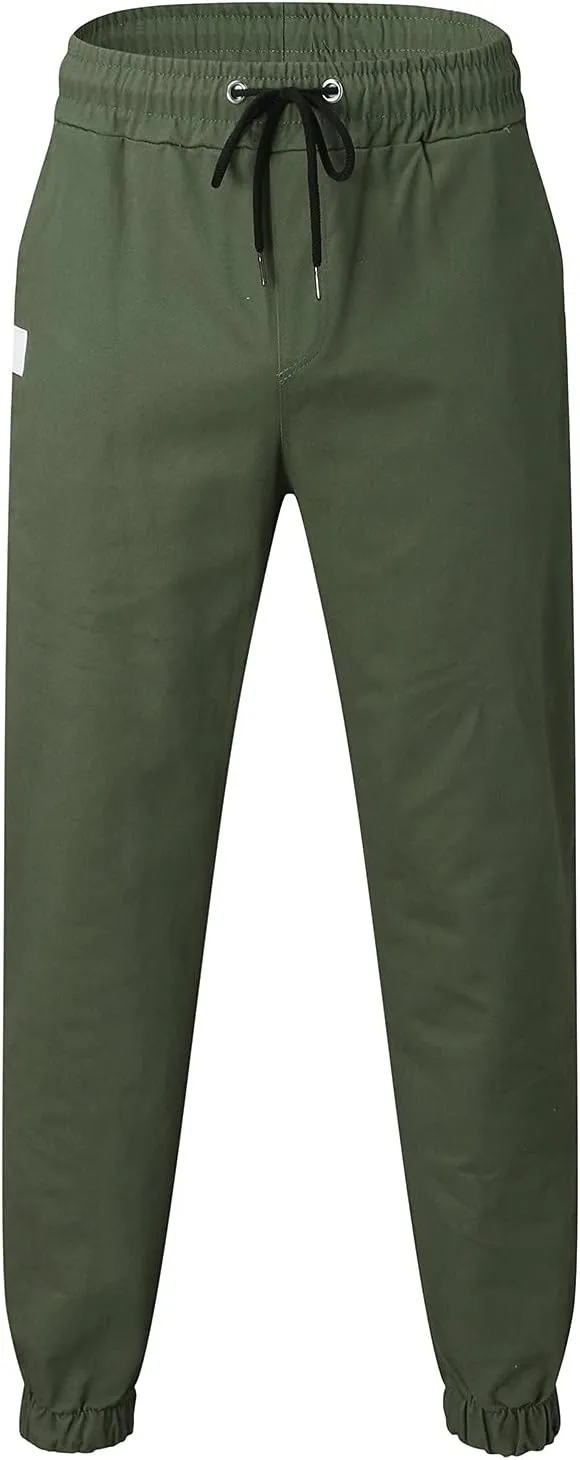sdbrld Cargo Pants For Men Mens Casual Outdoor Hiking Joggers Pants Solid Mid Waist Drawstring Cargo Pants with Pockets