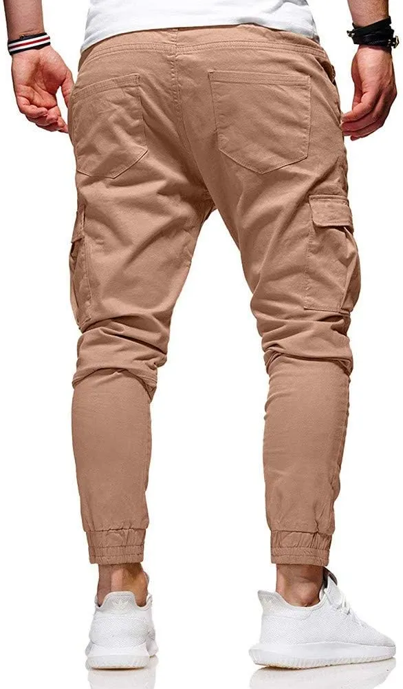 sdbrld Cargo Pants For Men Men's Fashion Outdoor Hiking Joggers Solid Drawstring Recreation Fitness Cargo Pants with Pocket