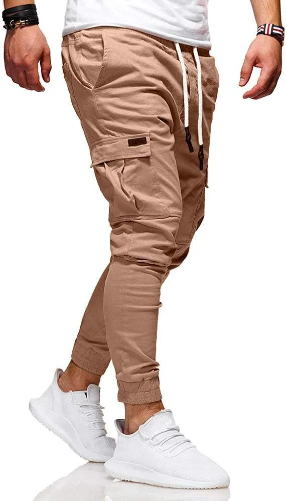 sdbrld Cargo Pants For Men Men's Fashion Outdoor Hiking Joggers Solid Drawstring Recreation Fitness Cargo Pants with Pocket