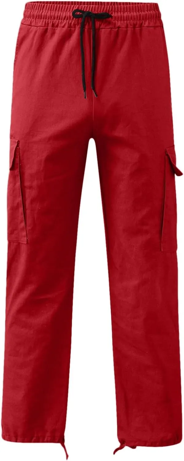 sdbrld Cargo Pants For Men Mens Relaxed Fit Beach Pants Trendy Streetwear Baggy Trousers Cargo Pants with Zipper Pockets