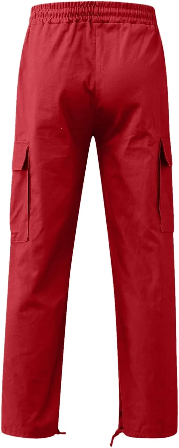 sdbrld Cargo Pants For Men Mens Relaxed Fit Beach Pants Trendy Streetwear Baggy Trousers Cargo Pants with Zipper Pockets