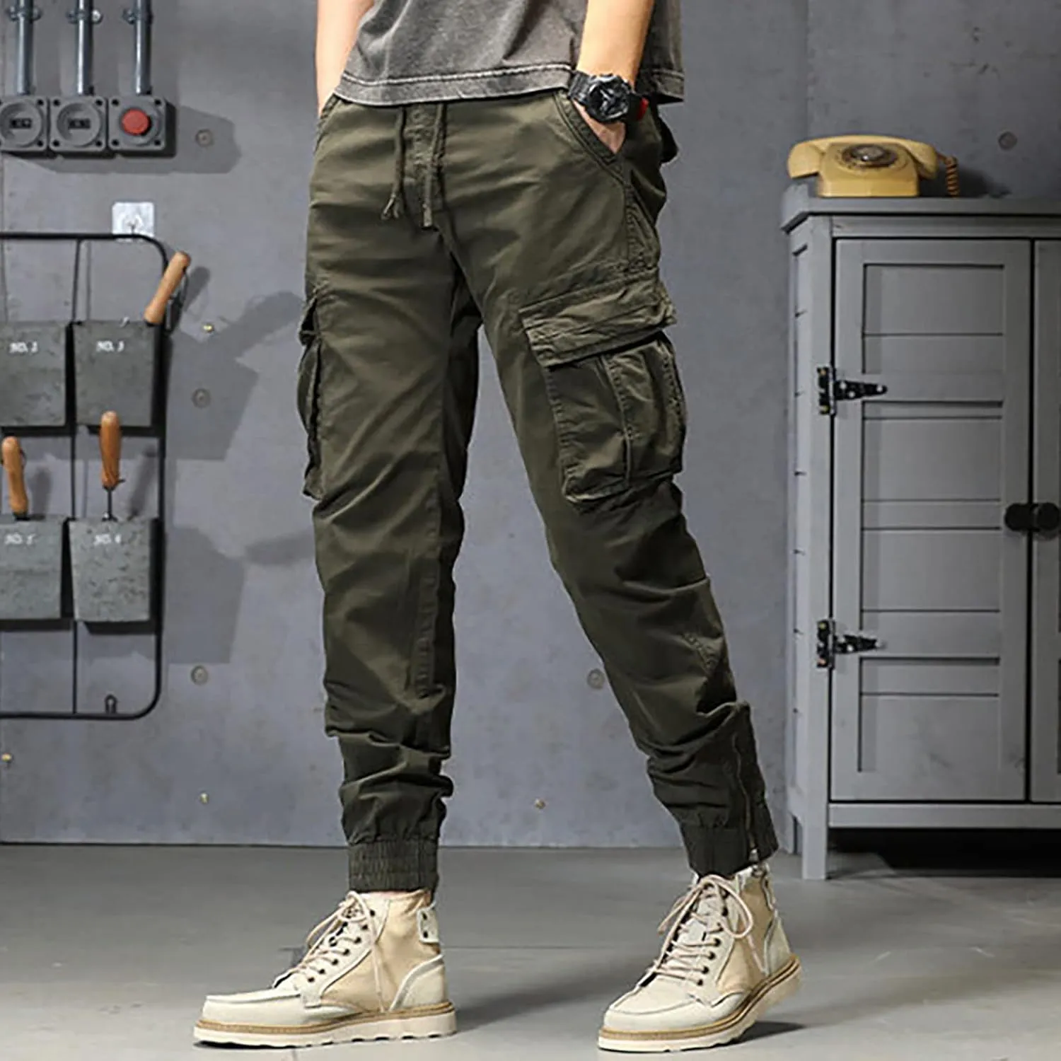 sdbrld Cargo Pants For Men Mens Ripstop Tactical Pants Lightweight Casual Outdoor Hiking Water Resistant Pants with Pockets