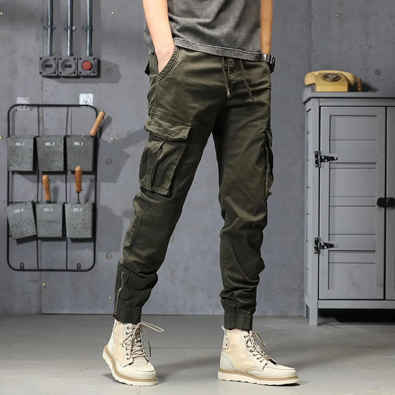 sdbrld Cargo Pants For Men Mens Ripstop Tactical Pants Lightweight Trendy Outdoor Hiking Water Resistant Pants with Pockets