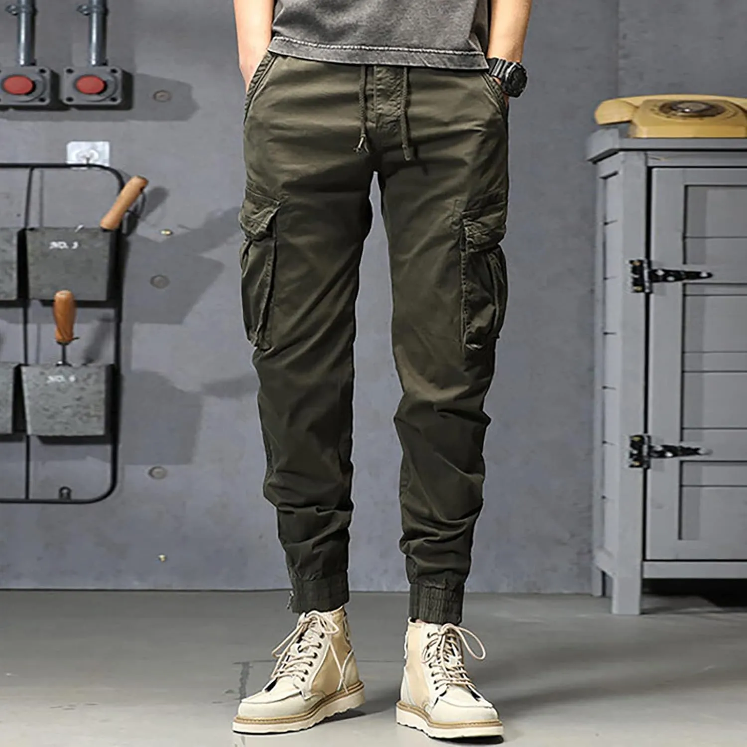 sdbrld Cargo Pants For Men Mens Ripstop Tactical Pants Lightweight Trendy Outdoor Hiking Water Resistant Pants with Pockets