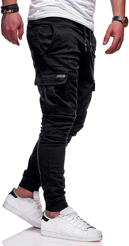 sdbrld Cargo Pants For Men Mens Trendy Outdoor Hiking Joggers Solid Drawstring Recreation Fitness Cargo Pants with Pocket