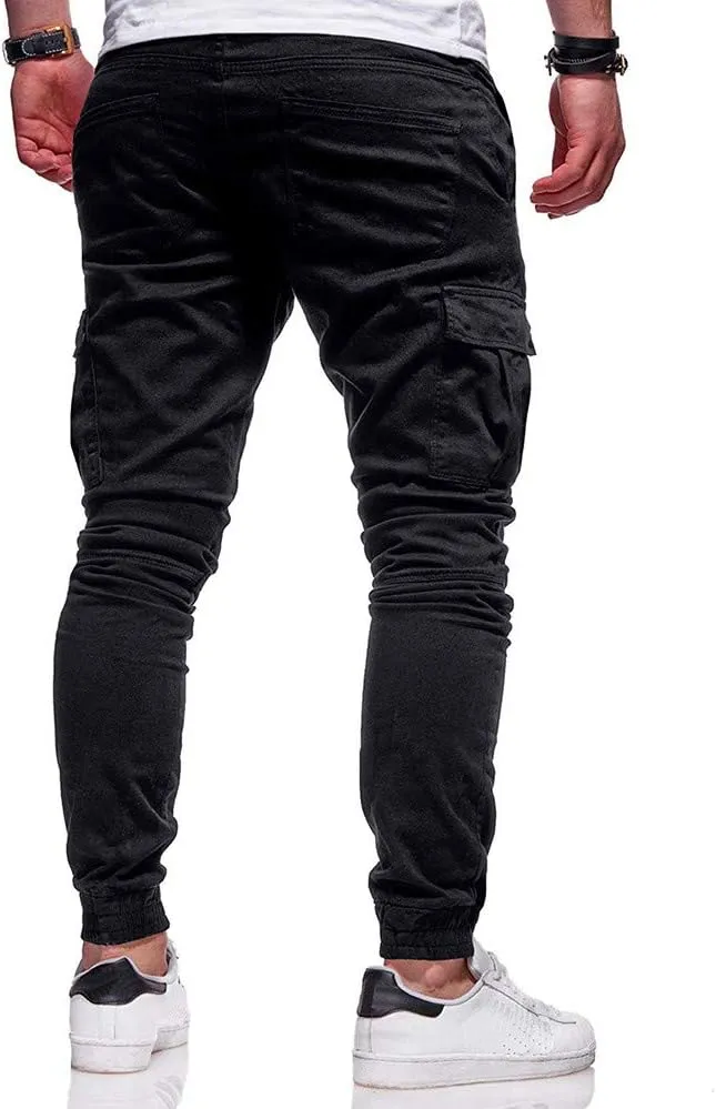 sdbrld Cargo Pants For Men Mens Trendy Outdoor Hiking Joggers Solid Drawstring Recreation Fitness Cargo Pants with Pocket