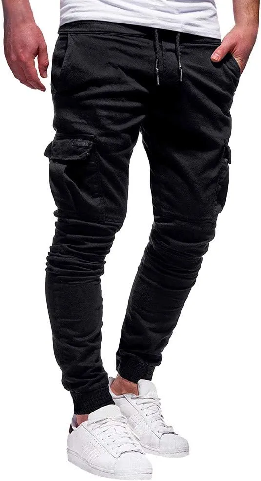 sdbrld Cargo Pants For Men Mens Trendy Outdoor Hiking Joggers Solid Drawstring Recreation Fitness Cargo Pants with Pocket