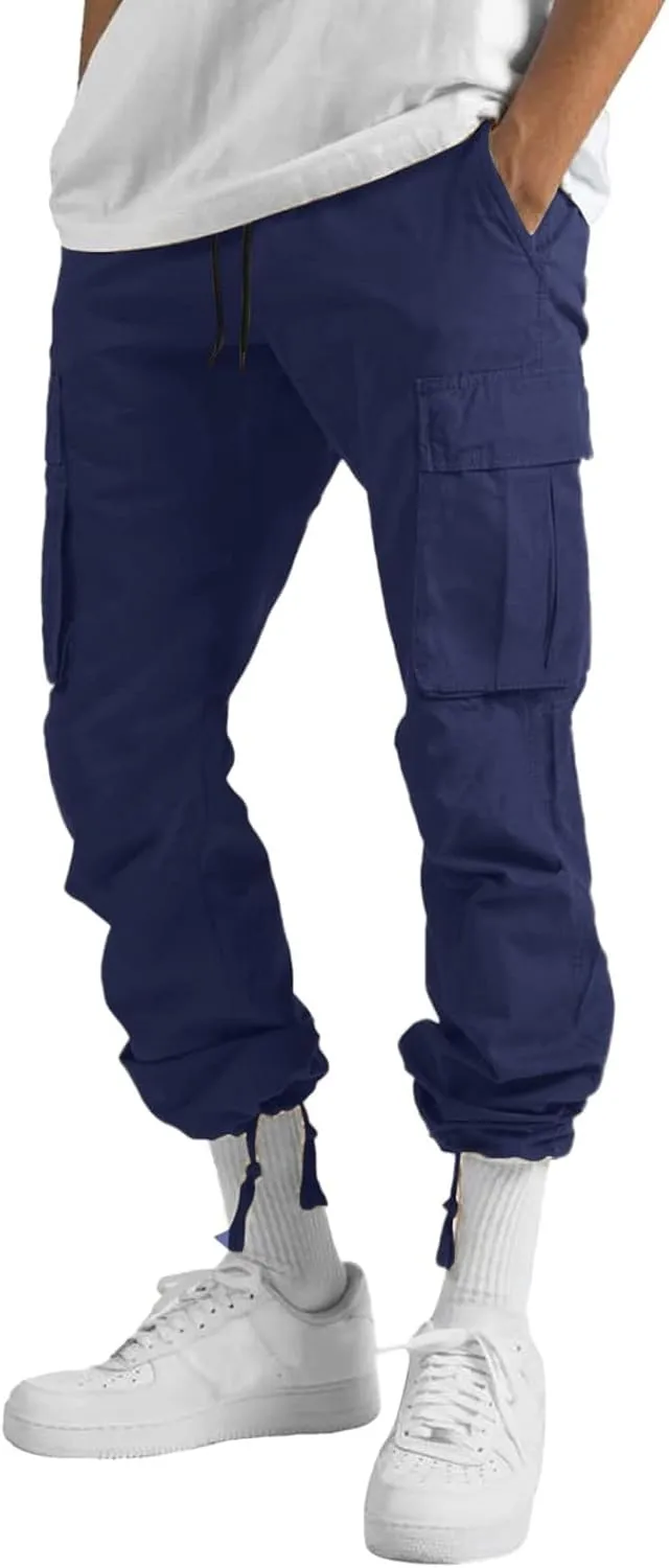 sdbrld Cargo Pants For Men Mens Trendy Relaxed Fit Beach Pants Streetwear Baggy Trousers Cargo Pants with Zipper Pockets