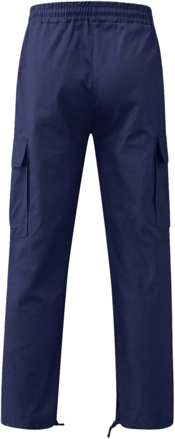 sdbrld Cargo Pants For Men Mens Trendy Relaxed Fit Beach Pants Streetwear Baggy Trousers Cargo Pants with Zipper Pockets