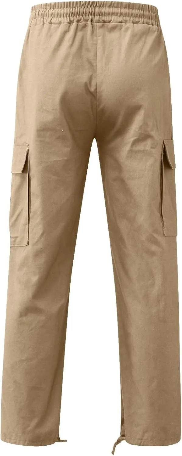 sdbrld Cargo Pants For Men Mens Trendy Relaxed Fit Pants Beach Streetwear Baggy Trousers Cargo Pants with Zipper Pockets