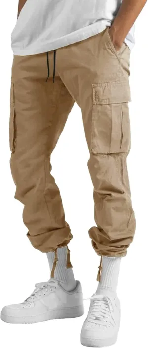 sdbrld Cargo Pants For Men Mens Trendy Relaxed Fit Pants Beach Streetwear Baggy Trousers Cargo Pants with Zipper Pockets