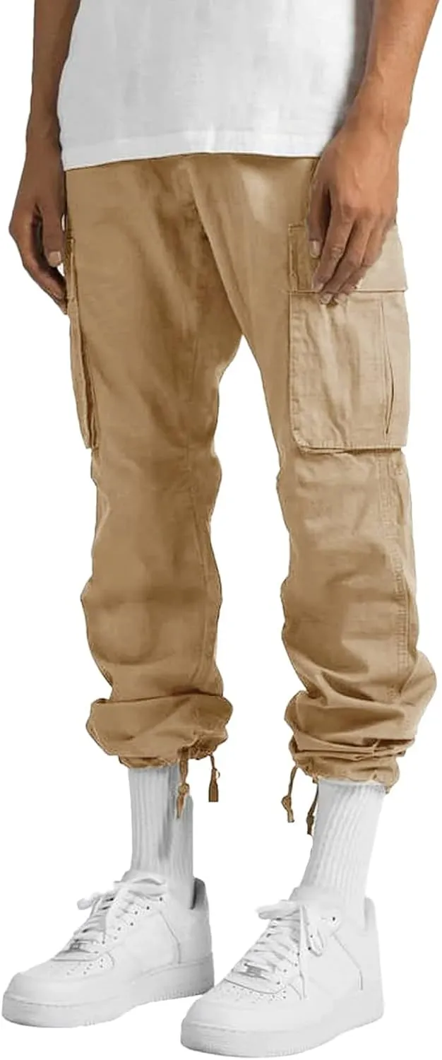 sdbrld Cargo Pants For Men Mens Trendy Relaxed Fit Pants Beach Streetwear Baggy Trousers Cargo Pants with Zipper Pockets
