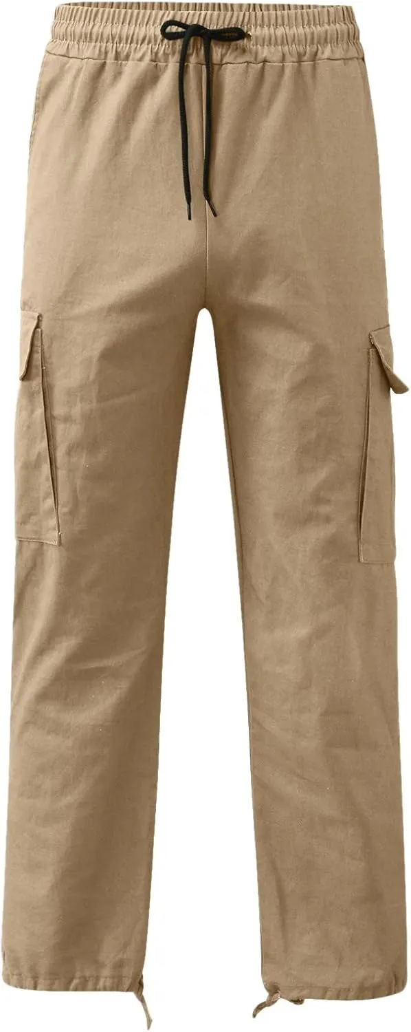 sdbrld Cargo Pants For Men Mens Trendy Relaxed Fit Pants Beach Streetwear Baggy Trousers Cargo Pants with Zipper Pockets