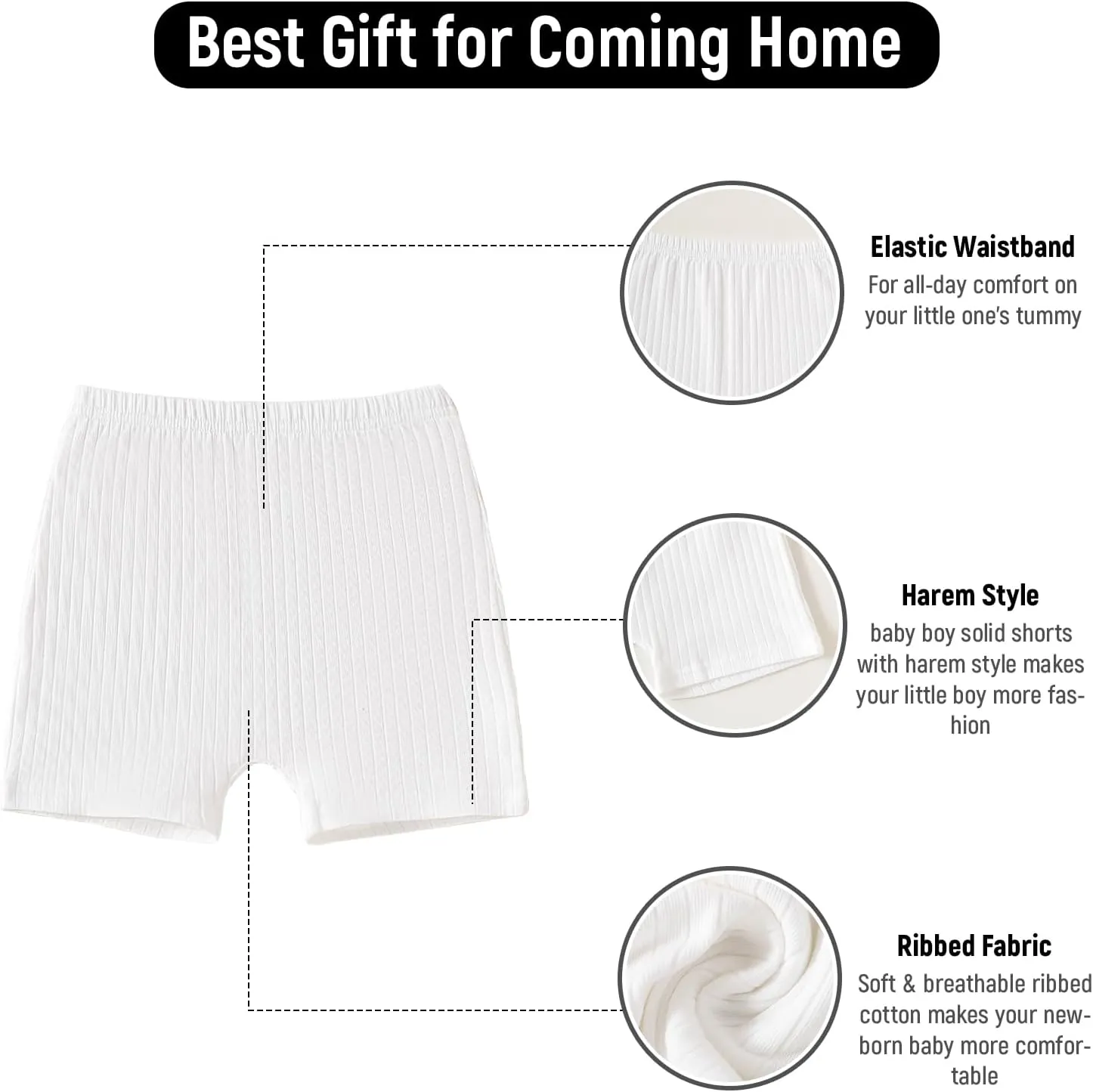SOBOWO Newborn Boy Girl Clothes Summer Infant Ribbed Set Solid Short Sleeve Baby Side Snap Bodysuit Shorts Coming Home Outfit