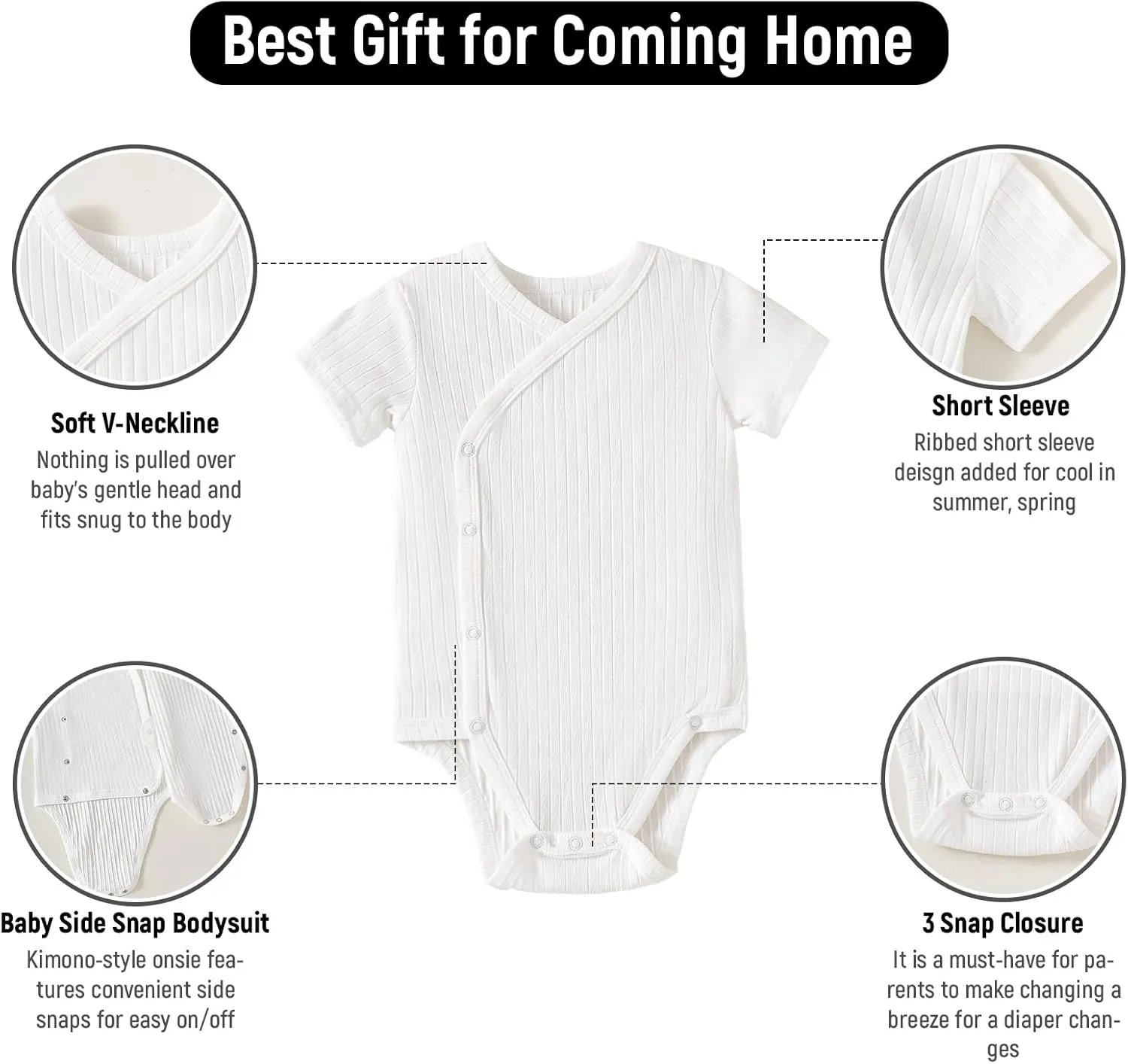 SOBOWO Newborn Boy Girl Clothes Summer Infant Ribbed Set Solid Short Sleeve Baby Side Snap Bodysuit Shorts Coming Home Outfit