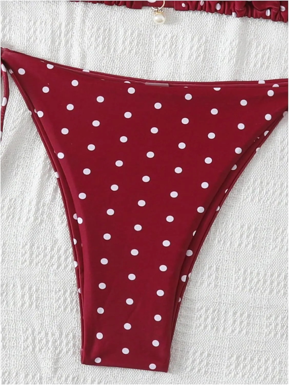 SOLY HUX Women's Polka Dots Print Bathing Suit Halter Triangle Tie Side Bikini Sets Two Piece Swimsuit