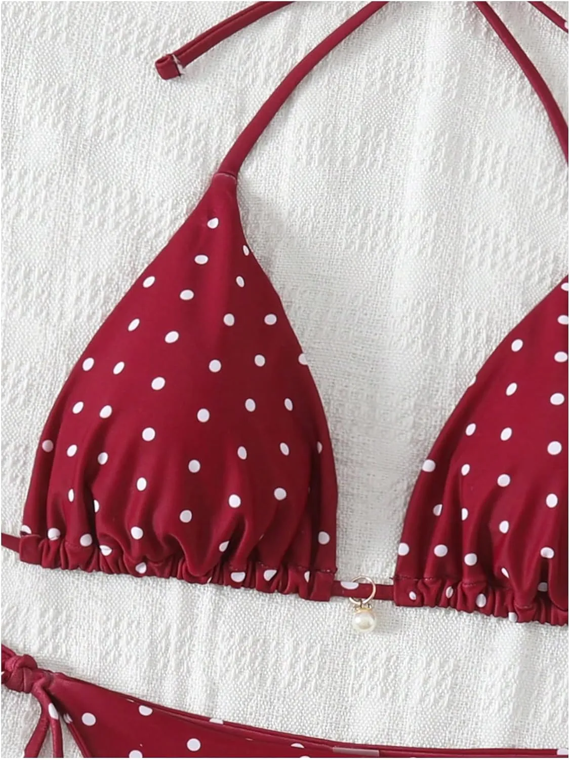 SOLY HUX Women's Polka Dots Print Bathing Suit Halter Triangle Tie Side Bikini Sets Two Piece Swimsuit