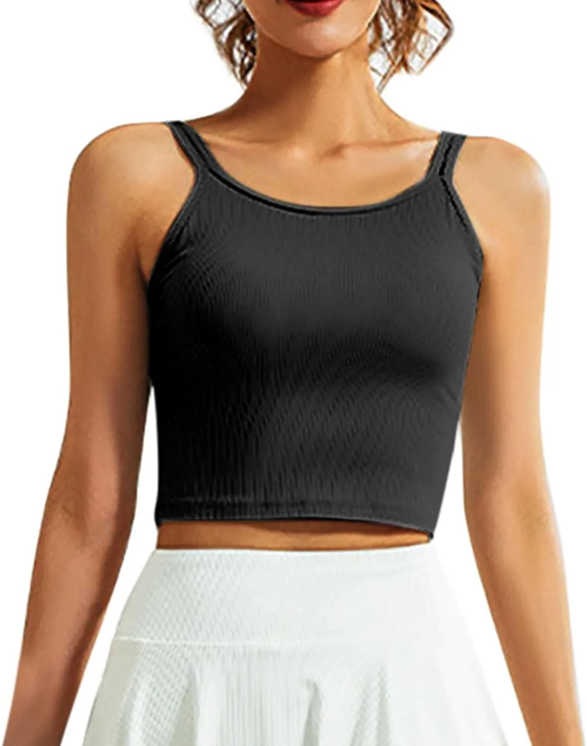 Sports Bras for Women Double Shoulder Strap Quick-Dry Workout Crop Cute Tank Tops Camisole Yoga Fitness Running Gym