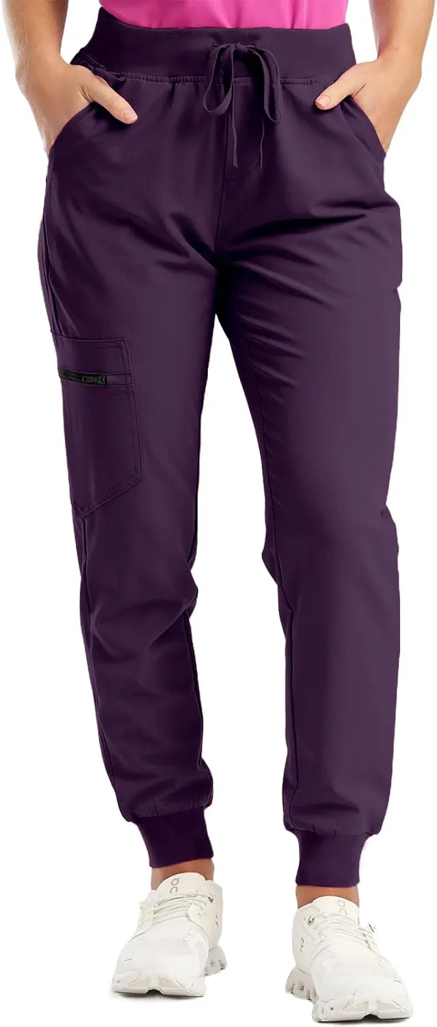 Stretch Scrubs for Women Pants High Waist Drawstring Joggers Yoga Pants Lightweight Pockets Cinch Bottom Lounge Pants