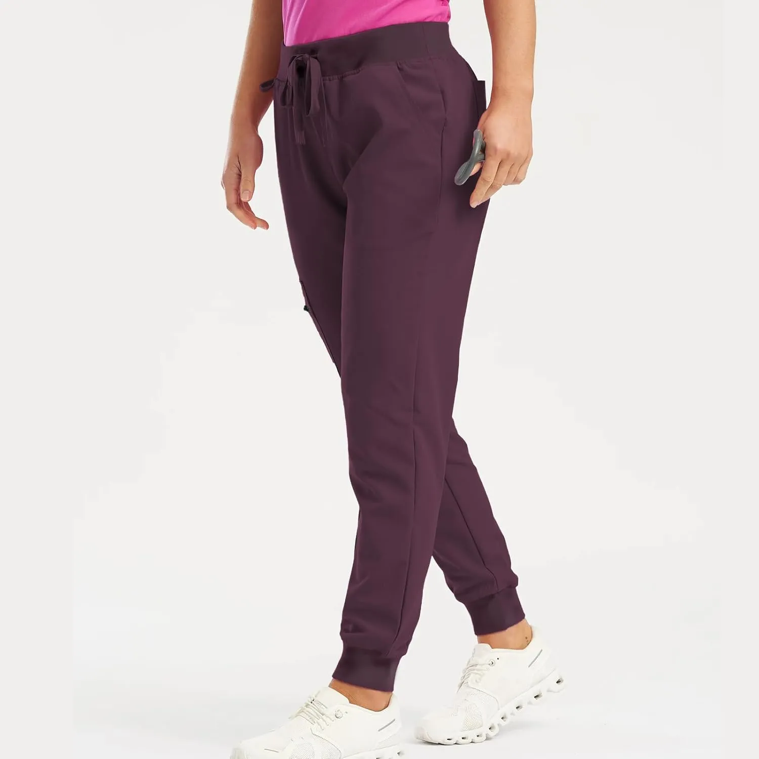 Stretch Scrubs for Women Pants High Waist Drawstring Joggers Yoga Pants Lightweight Pockets Cinch Bottom Lounge Pants